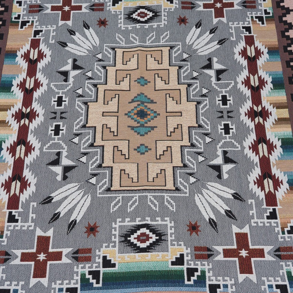 Vintage Southwestern Geometric Aztec Tapestry Tribal Blanket Throw Woven USA - Picture 2 of 12